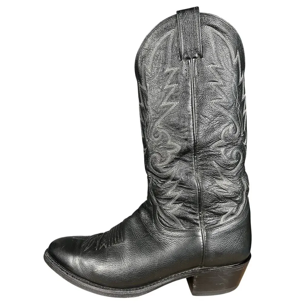 Dan Post Men’s Black Leather Western Cowboy Boots Size US 10 D